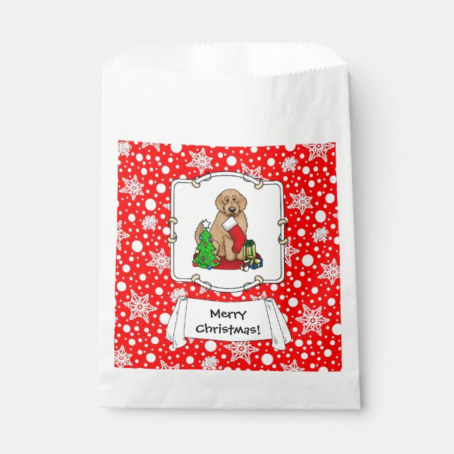 Merry Christmas 2 Goldendoodle (golden red) Cute Favor Bag (Front)