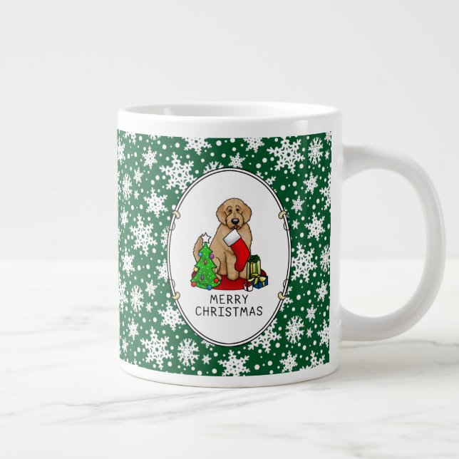 Merry Christmas 2 Goldendoodle (golden red) Cute Giant Coffee Mug (Right)