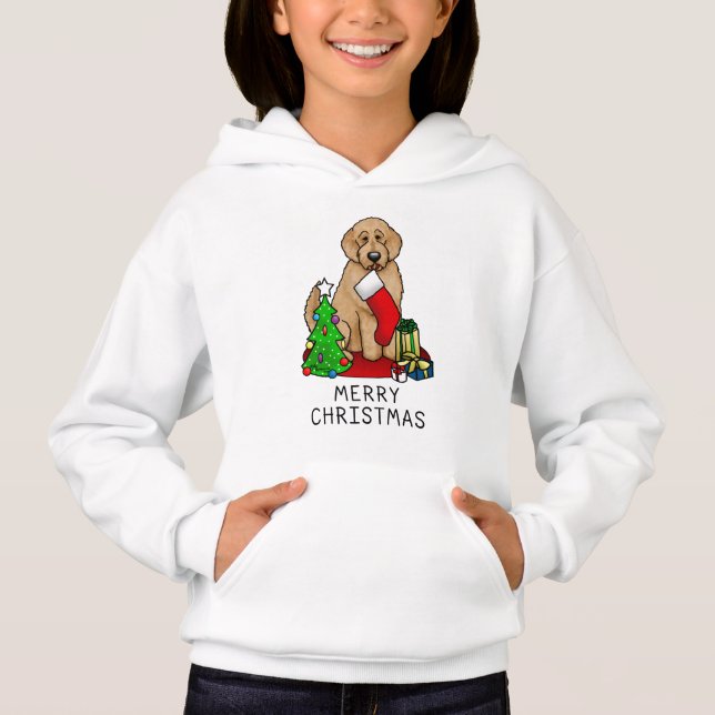Merry Christmas 2 Goldendoodle (golden red) Cute Hoodie (Front)