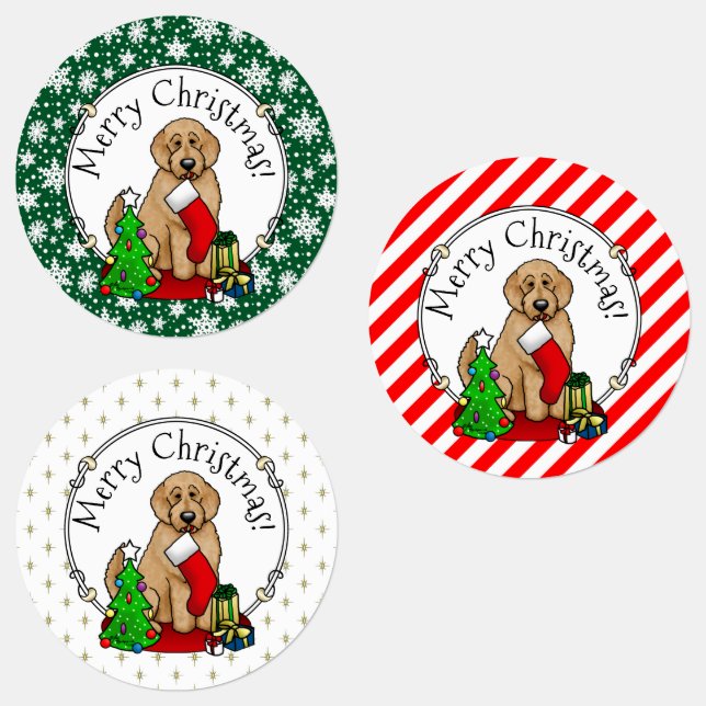 Merry Christmas 2 Goldendoodle (golden red) Cute Labels (Group)