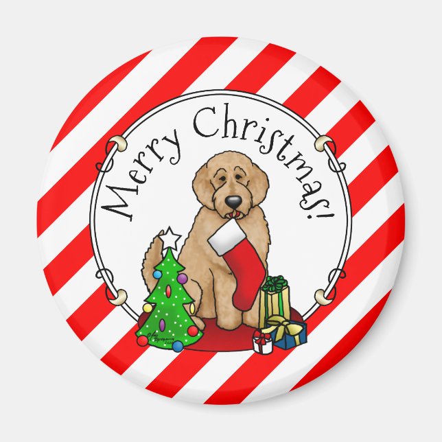 Merry Christmas 2 Goldendoodle (golden red) Cute Magnet (Front)