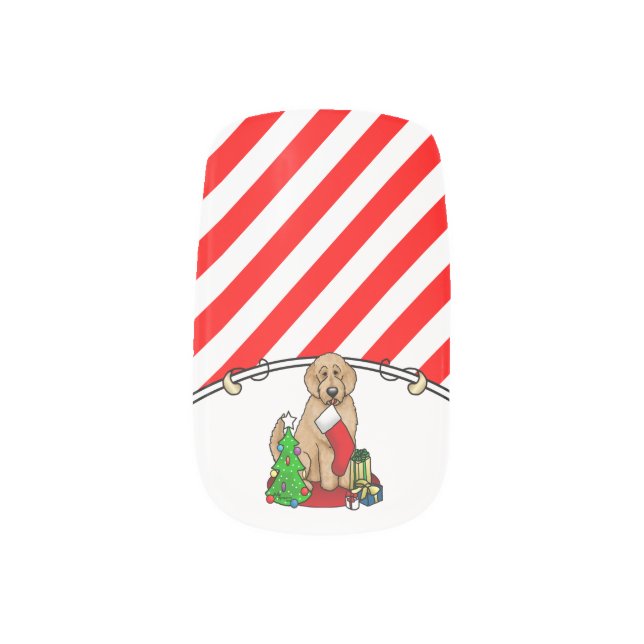 Merry Christmas 2 Goldendoodle (golden red) Cute Minx Nail Art (Left Thumb)