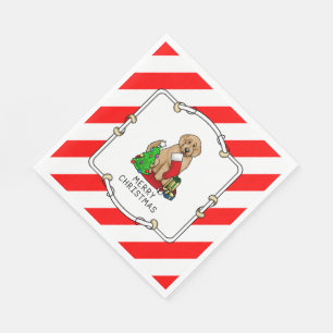 Merry Christmas 2 Goldendoodle (golden red) Cute Napkins