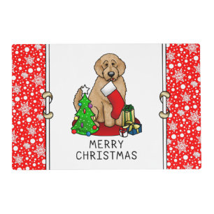 Merry Christmas 2 Goldendoodle (golden red) Cute Placemat