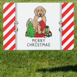 Merry Christmas 2 Goldendoodle (golden red) Cute Sign