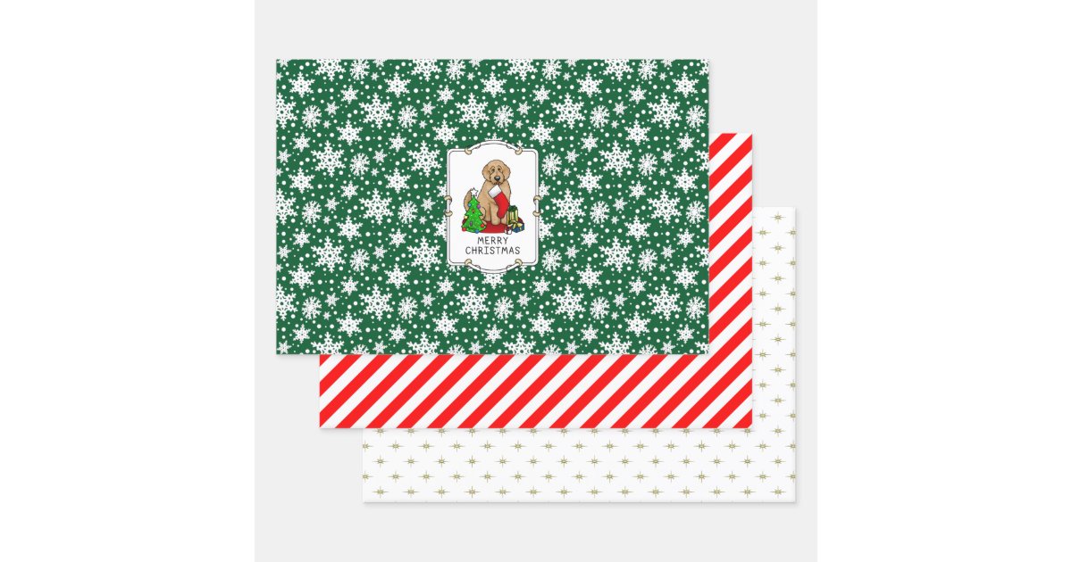 Doodle Christmas pattern red Wrapping Paper, Zazzle