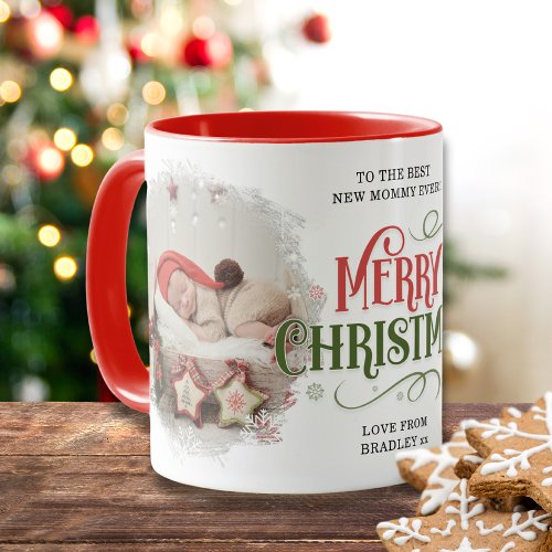 Merry Christmas 2 Photo Best New Mommy Ever Custom Mug