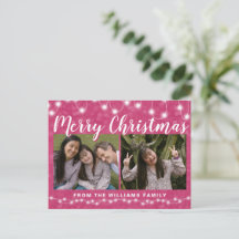 Merry Christmas 2 Photo Pink Sparkle