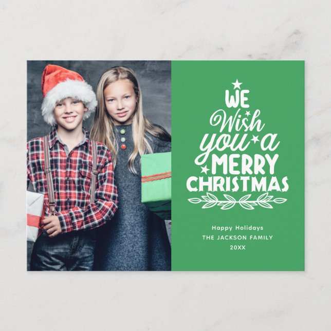 Merry Christmas 2 photos Holiday Postcard (Front)
