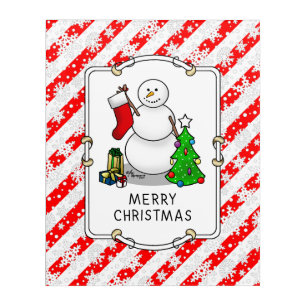Merry Christmas 2 Tree Stocking Snowman Acrylic Print