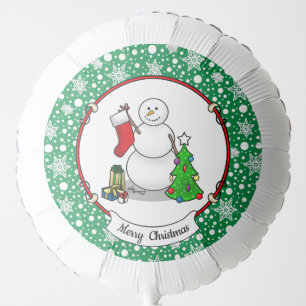 Merry Christmas 2 Tree Stocking Snowman Balloon