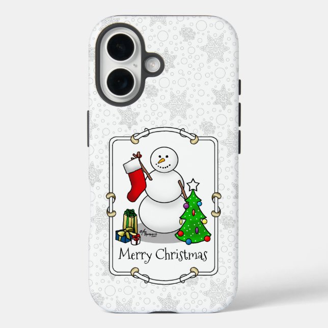 Merry Christmas 2 Tree Stocking Snowman Case-Mate iPhone Case (Back)