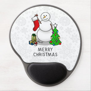 Merry Christmas 2 Tree Stocking Snowman Gel Mouse Pad