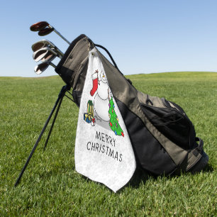 Merry Christmas 2 Tree Stocking Snowman Golf Towel