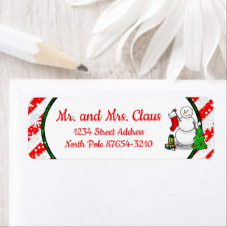 Merry Christmas 2 Tree Stocking Snowman Label