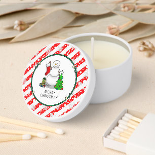 Merry Christmas 2 Tree Stocking Snowman Mini Candle Favors