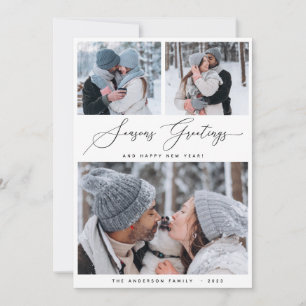 Merry Christmas 3 Collage Multi Photo Holiday Card