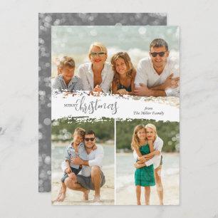 Merry Christmas 3 Photo Collage Holiday Card