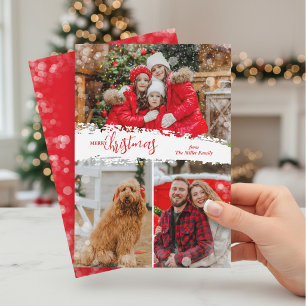 Merry Christmas 3 Photo Collage Holiday Card