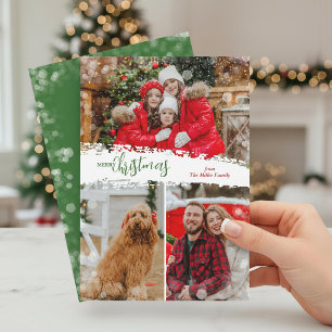 Merry Christmas 3 Photo Collage Holiday Card