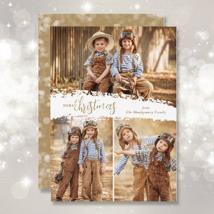 Merry Christmas 3 Photo Collage Holiday Card