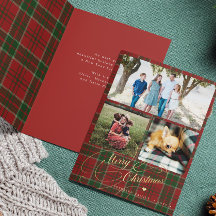 Merry Christmas 3 photo collage plaid folded