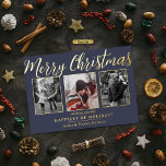 Merry Christmas 3 Photo Collage Real Foil Holiday Card<br><div class="desc">Send out this year's holiday greetings in style with these unique and modern real foil pressed holiday cards. Easily add your own photos and custom wording to these holiday cards by using the "Edit this design template" section,  or click the "Customize it" button to access more advanced editing tools.</div>