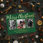Merry Christmas 3 Photo Collage Real Foil Holiday Card<br><div class="desc">Send out this year's holiday greetings in style with these unique and modern real foil pressed holiday cards. Easily add your own photos and custom wording to these holiday cards by using the "Edit this design template" section,  or click the "Customize it" button to access more advanced editing tools.</div>