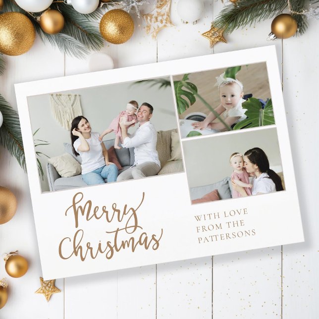 Merry Christmas! 3 - Photo  Holiday Postcard (Merry Christmas! Customer specific,3- photo holiday postcard.)
