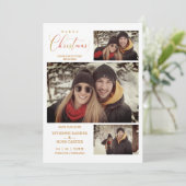 Merry Christmas 3 Photos Collage Elegant Script  Save The Date (Standing Front)