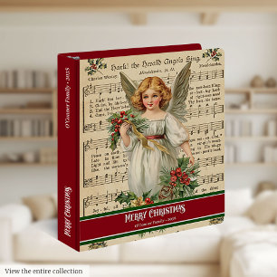 Merry Christmas 3 Ring Binder Retro Angel Organize