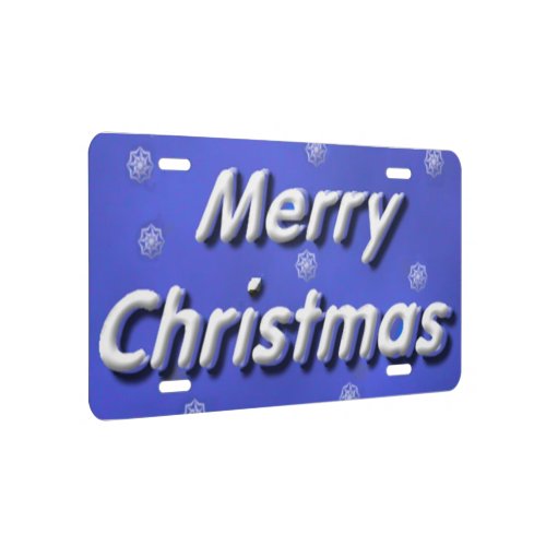 Merry Christmas 3D Snowy License Plate