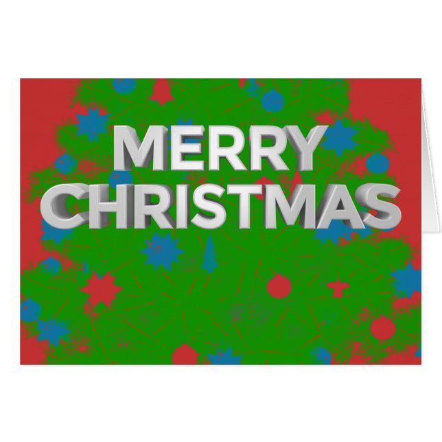 Merry Christmas 3D Text with Custom Inside Wording Cards (Front Horizontal)