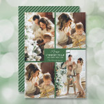 Merry Christmas 4 Photo Collage Holiday Card<br><div class="desc">Your last name and the greeting Merry Christmas and Happy New Year in chic lettering on green with your favorite 4 photo collage on the front and your first names on the back of this holiday greeting cards. MORE COLORS in our store. The Live Design Service can help you with...</div>