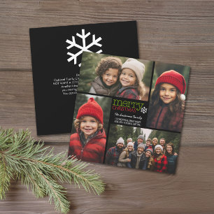 Merry Christmas 4 Photo Collage - letter on back Holiday Card