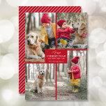 Merry Christmas 4 Photo Collage Red Holiday Card<br><div class="desc">Your last name and the greeting Merry Christmas and Happy New Year in chic lettering on red with your favorite 4 photo collage on the front and your first names on the back of this holiday greeting cards. MORE COLORS in our store. The Live Design Service can help you with...</div>