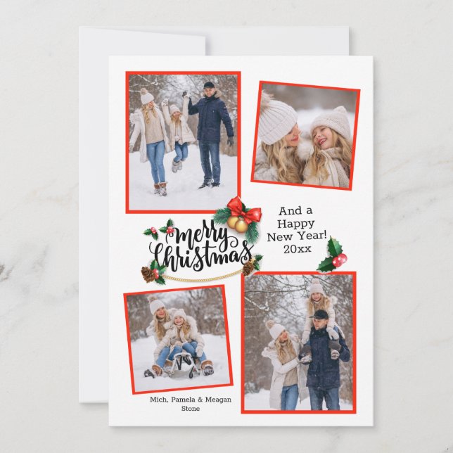 Merry Christmas 4 Photo Holiday Card (Front)