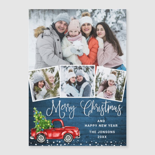 Merry Christmas 4 PHOTO Holiday Magnetic Card (Front)