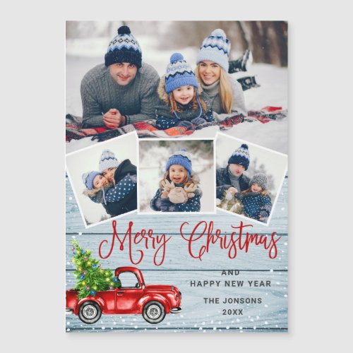 Merry Christmas 4 PHOTO Holiday Magnetic Card