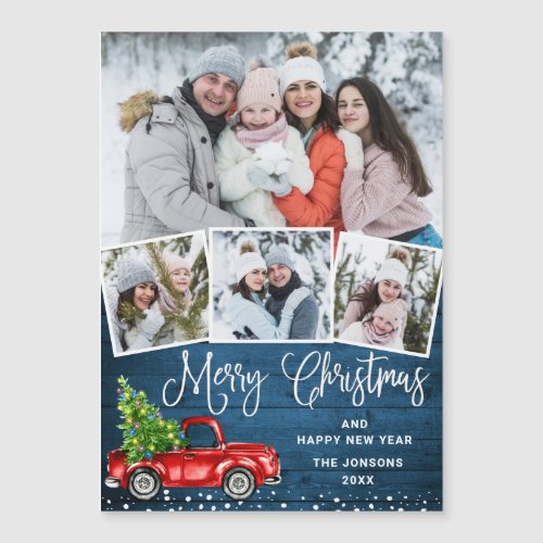 Merry Christmas 4 PHOTO Holiday Magnetic Card