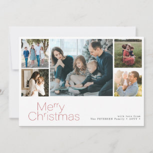 Merry Christmas 5 photo collage modern Holiday Card