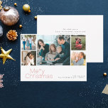 Merry Christmas 5 photo collage modern  Holiday Card<br><div class="desc">Simple minimalist red typography custom multi photo,  family name,  and text personalized elegant Christmas holiday card.           Personalized it on both sides!</div>