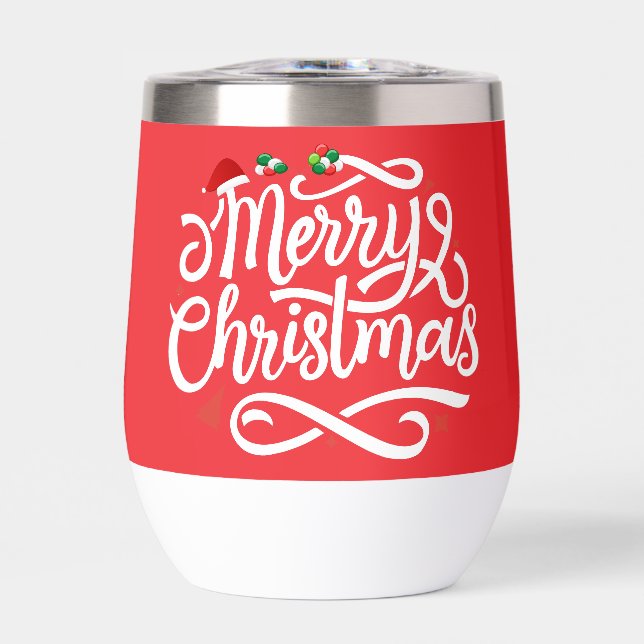 Merry Christmas-61039 Thermal Wine Tumbler (Front)