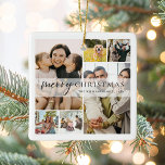 Merry Christmas 6 Photo Collage Ceramic Ornament<br><div class="desc">Create your own custom photo collage Christmas ornament featuring 6 of your favorite picture memories with custom name and year.</div>