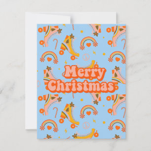 Merry Christmas 70s groovy disco pattern      Invitation