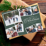 Merry Christmas 7 photo collage hunter green Holiday Card<br><div class="desc">This seven-photo holiday card features an elegant Merry Christmas type treatment and room for custom text. The collage of photos makes it a perfect family Christmas card for sharing the year's highlights or the best of a family photo session. The hunter green and white colors are festive and the variety...</div>