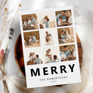 Merry Christmas 9 Photo Collage Holiday Card