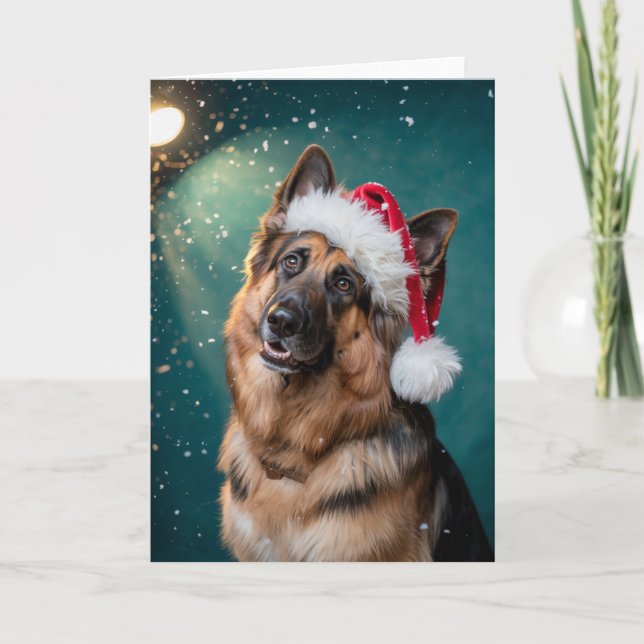 Merry Christmas A German Shepherd Dog  in Santa  Card (Front)