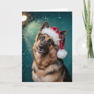 Merry Christmas A German Shepherd Dog in Santa Card