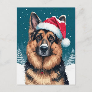 Merry Christmas A German Shepherd Dog  in Santa  Postcard